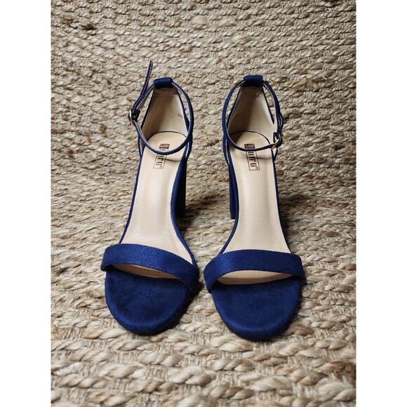 IDIFU Cookie Blue Suede 3" Block Heel Open Toe Chunky Strap Sandals Women's 8.5 - Picture 4 of 10